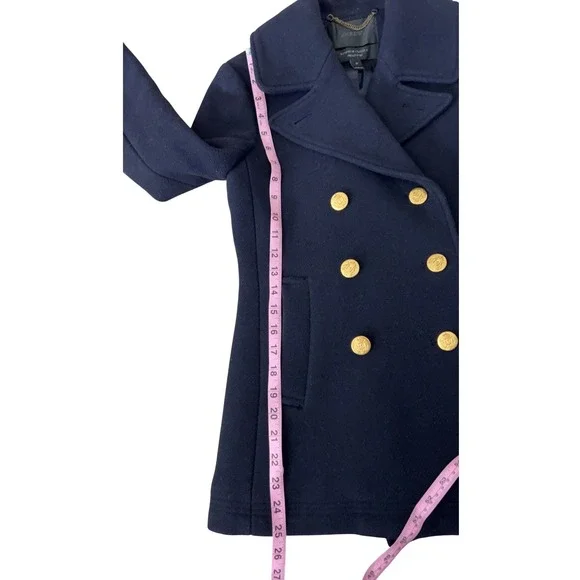 J. Crew Navy Wool PeaCoat Stadium Cloth by Nello Gori SZ: 0P - Picture 5 of 12